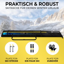 STYNGARD Helsinki Ski Bag with Roll Top (140 cm to 200 cm) – Ski Bag Made of Robust Material with High-Quality Zippers – Ski Bag Model Helsinki