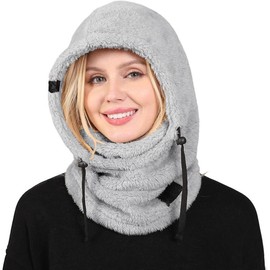 Fleece Face Mask Winter Ski Mask for Men Women Wind-Resistant Warm Face Cover for Cold Weather - Color: grey, Size: Large