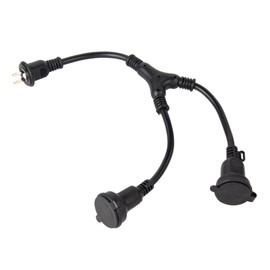 NICOH Rainproof Distribution Cord, 2 Distribution, 15 A, Total Up to 1,500 W, NCT-DB2WP Outdoor Rainproof 2 Distribution Cord, Perfect for Outdoor Work and Illumination