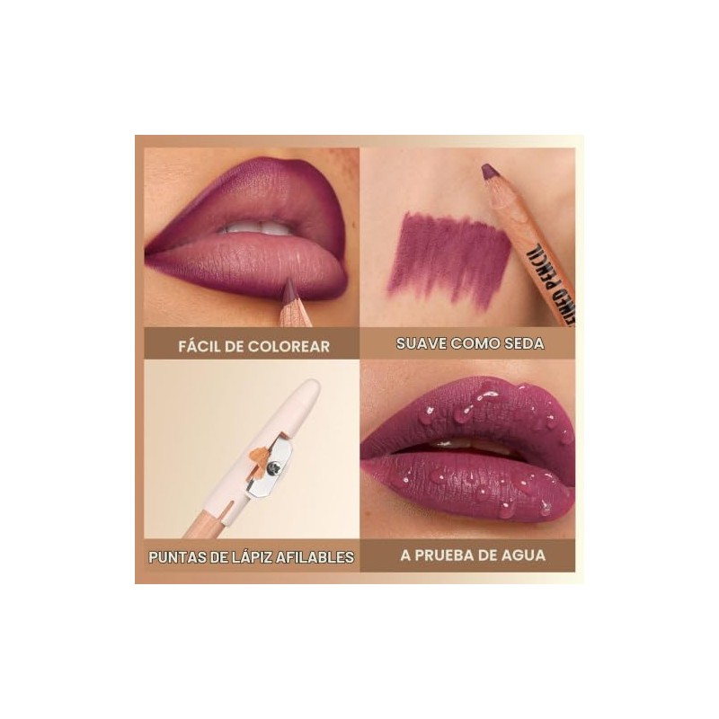 Erinde 6Pcs Lápiz Perfilador de Labios, Larga Duración y Resistente