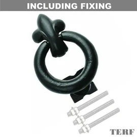 TERF® 125mm Traditional Vintage Style Antique Black Ring Handle Door Knocker 125mm (5 inch) Door Gate Knocker for Front Door Including Fixing Screw - Pack of 1
