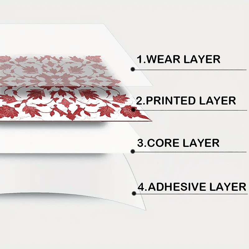 Nuxovilar Peel and Stick Vinyl Floor Tiles, 11.8"x11.8" Red Leaf