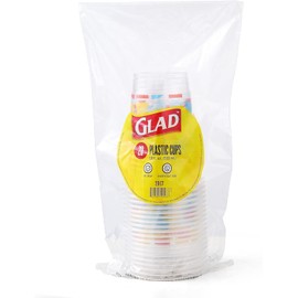 Glad Everyday Clear Plastic Cups with Abstract Print 18oz, 20ct | Abstract Design | Strong and Sturdy Cup for All Occasions, Holds 18 Ounces, 20 Count - 6 Pack