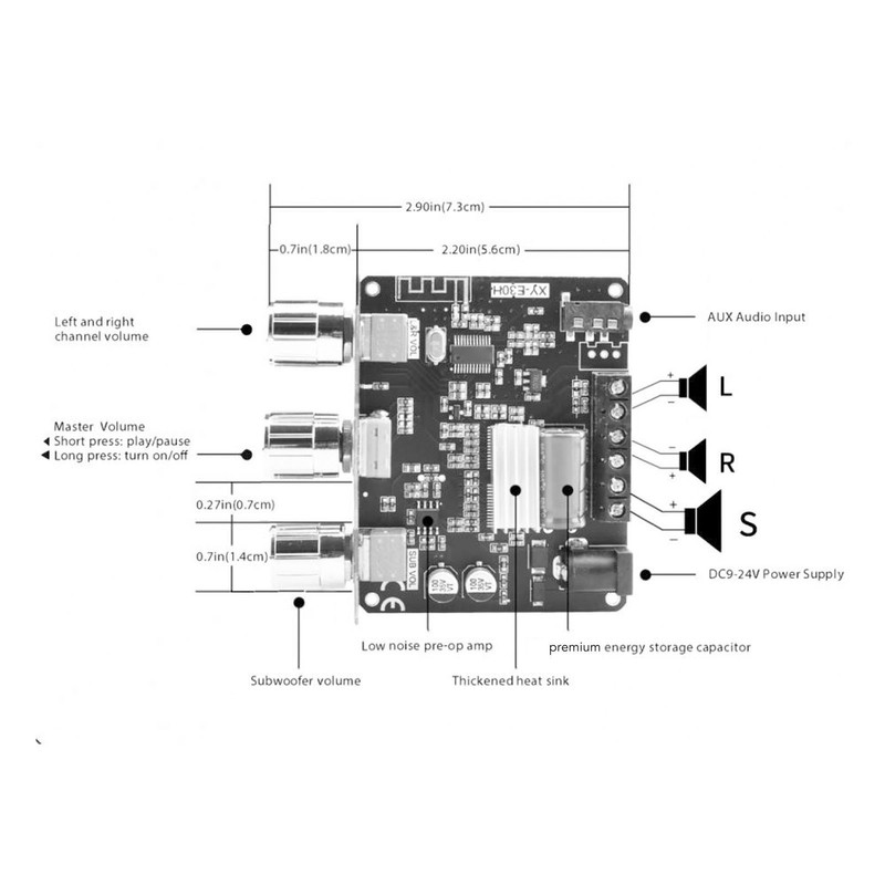 XY E30H 2.1 Channel Bluetooth Power Amplifier Board APP Control