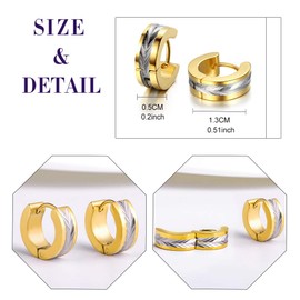 Feilok Men's Women's Hoop Earrings Hoop Earrings Folding Hoop Earrings Stainless Steel Stripe Polished Stud Earrings for Men Women Blue Black Gold Silver, Stainless Steel