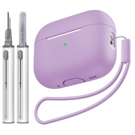 Tandoler Compatible with Airpods Pro 2 Case, Soft Silicone Skin Cover Protective Cases with Cleaner kit and Lanyard Compatible for AirPod Pro 2nd Generation, Front LED Visible-Lavender