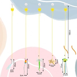 AYESY Indoor Cat Toys，5 Pack Self-Play Hanging Door Interactive Entertain Cat Toys with Bell Hanging Plush Teaser Toy for Hunting Exercise Chasing Play