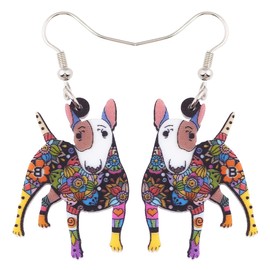 BONSNY Acrylic Drop Dangle Bull Terrier Dog Pets Earrings Funny Design Lovely Gift Women Fashion Jewelry (Multicolor)