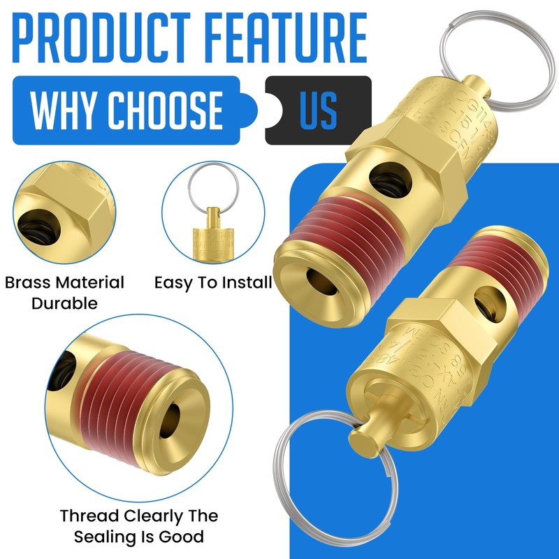 HONSNKS 2 Pcs 1/4" NPT(M) 200 PSI Air Compressor Pressure