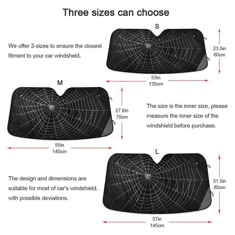 YETTASBIN Spider Web Car Windshield Sunshade Front Automotive Sun Shade
