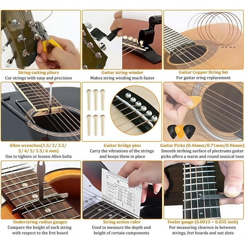 Guitar Repairing Maintenance Tool Kit 72Pcs Guitar Repair Kit Including