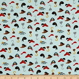 Riley Blake Pirate Tales Hats Blue, Quilting Fabric by the Yard