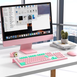 BEEGO Ergonomic Computer Keyboard Stand - Glitter Pink Acrylic Keyboard Riser Tilted Keyboard Holder Keyboard Tray with Pink Non-Slip Strip for Easy Typing at Home School Office Desk Accessories
