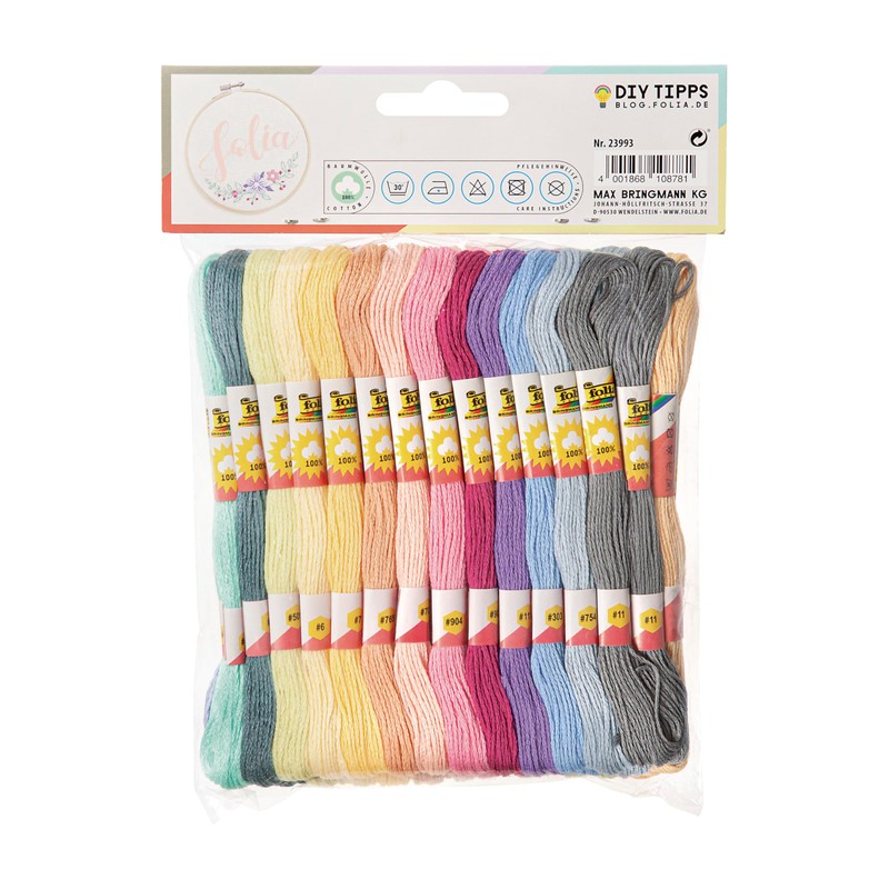 folia 23993 - Filo da ricamo pastello, 100% cotone, 52