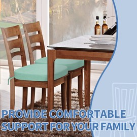 BUYUE Thickened 2.5" Friendly Woven Fabric Dining Chair Cushion, U-Shape High Density Foam Comfortable Chair Pad for Kitchen, Slip Resistant Indoor Seat Cushion (1 Piece, Light Green)