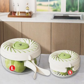 onaner Dual Mesh Colander Bowls Set (2 Sizes),Produce Keeper with Ice Tray & Collapsible Handles,Storage Container,Fruit Washer Basket,Vegetable Washing Bowl with Drainer Lid,Green