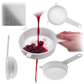 KADAX Kitchen Sieve 12 cm, Fine Plastic Sieve, Fine Mesh Sieve Made of Plastic, Plastic Strainer for the Kitchen, Fine Plastic Strainer with Long Handle (White)