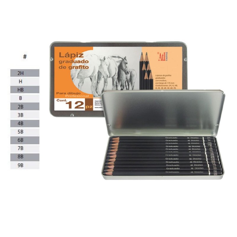 Lapiz De Grafito Atl S/Borrador Est.C/12 Surtidos Del 2H A