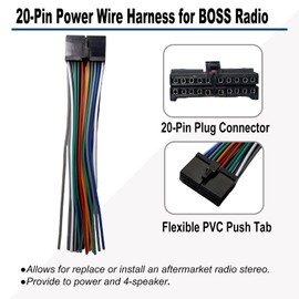 20 Pin Boss Wiring Harness Radio Stereo Connector for Aftermarket Power and Speaker Wire Harness Replacement for Boss AV BV DV XDVD, Boss Stereo Plug for AV6116Bi AV6117B BV9358B BV9386NV BV9973