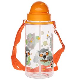 Water Bottle Children Flip Straw Leak Proof Sipper Bottle 450ml With Lemur Mob Print Reusable Kids School Outdoor BPA Free