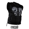 Billys Biker Gear Mens Leather Vest With Reflective Skulls (Size