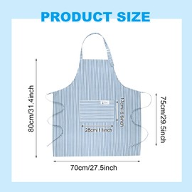 XLSXEXCL 4 Pack Stripes Apron for Women, Waterproof Kitchen Cooking Apron with 2 Pockets Adjustable Chef Apron Baking Aprons Bib Aprons Artist Apron for Cooking, Cleaning, Painting, Serving