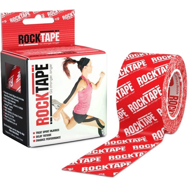 RockTape Unisex Std kinesiology recovery tapes, Logo rot, 2-Inch x 16.4-Feet EU