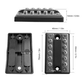 Aramox DC 12V‑48V 100A 5 Way Dual Row Fuse Block Power Distribution Block Power Distribution Block Bus Bar for Cars RVs Boats Yachts Power Systems