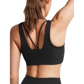 Yvette Front Zip Sports Bras for Women High Impact V-Back Supportive Bras for Plus Size, Black, 4XL+