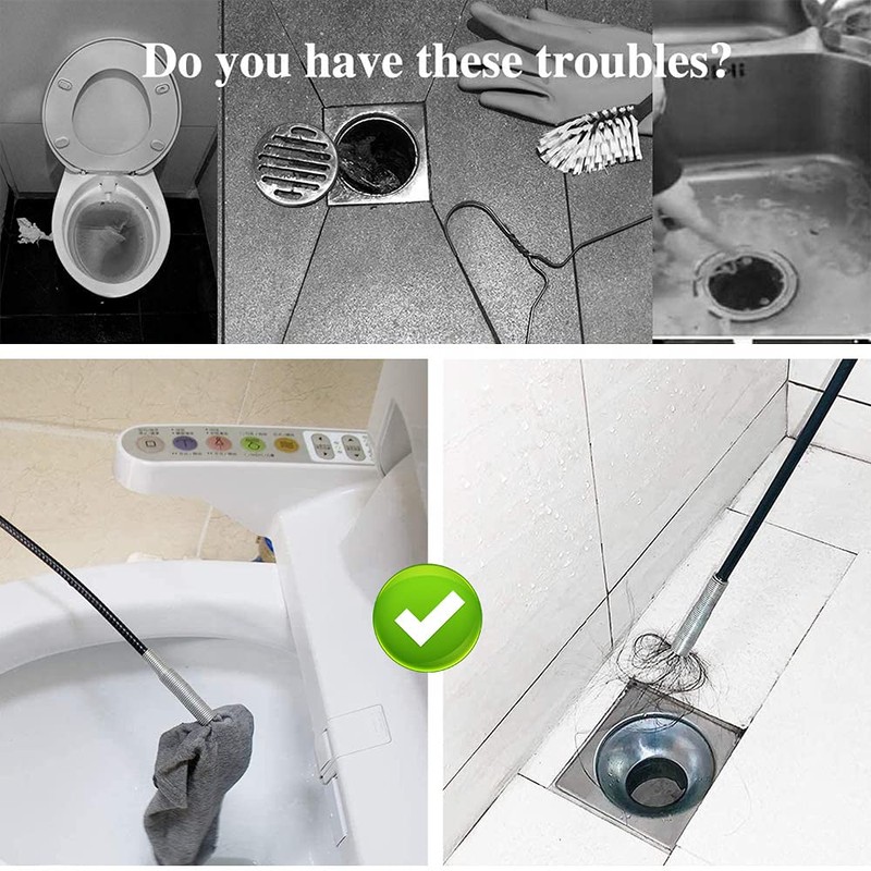 フレキシブルグラバー ピックアップツール 4つの爪付き 折り曲げ可能な排水管オーガー ゴミや髪の毛をドレッジドレイン、シンク、トイレ(63インチ/160cm)…