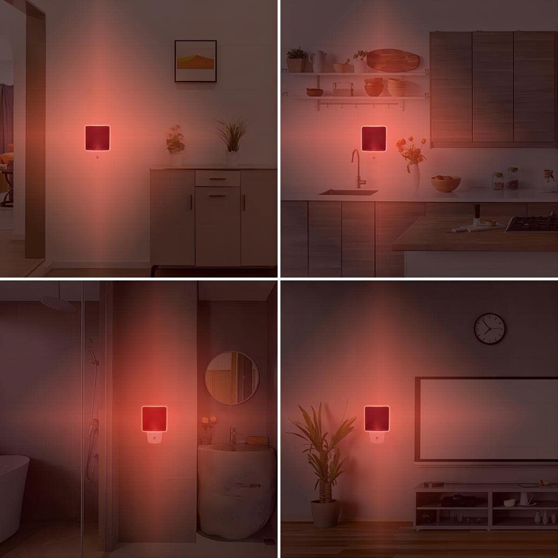 KINUR Red Night Light,2 Pack LED Night Lights Plug into