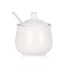 CHILDIKE Pocelain Sugar Bowl with Lid and Spoon, White Ceramic Sugar Jar 200 ml