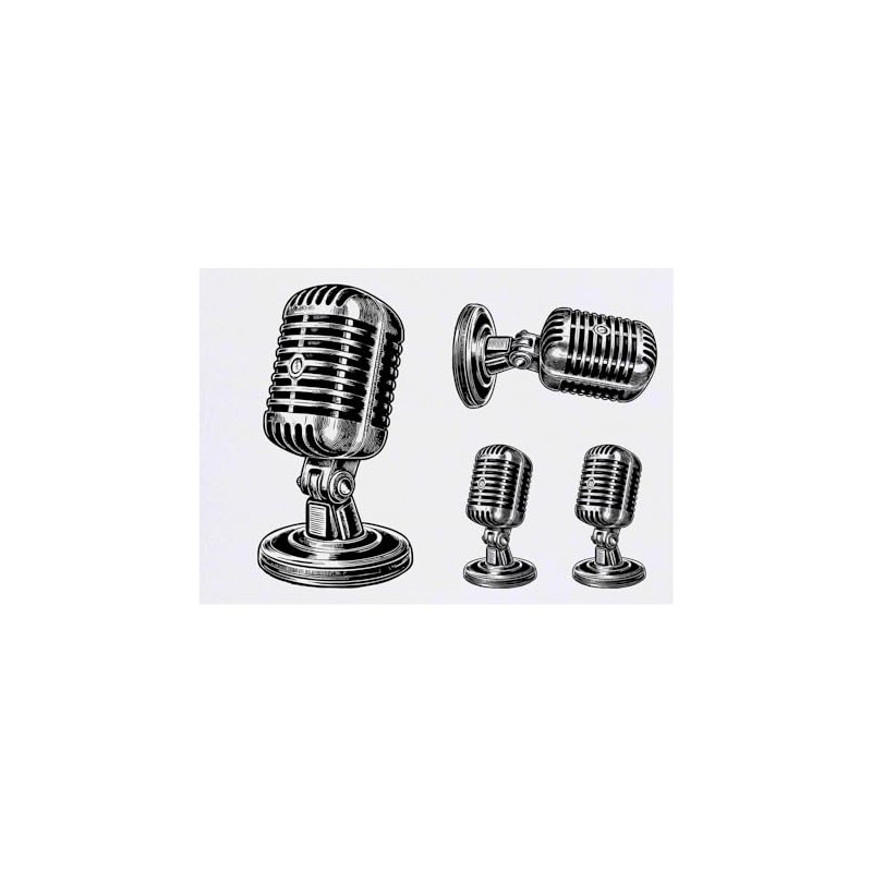 Azeeda 4 x 'Mikrofon' Temporäre Tattoos - Wasserfest, Hautfreundlich &