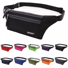 Unbranded Waterproof Running Belt Fanny Pack Waist Pouch Outdoor Camping Hiking Zip Bag - Hot Pink