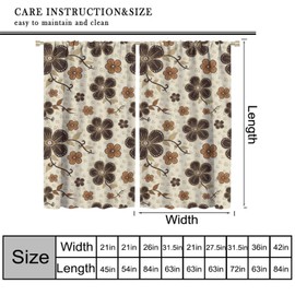 BATPLY - Cortinas florales clásico medievales, magníficas casas rústicas, color beige, café, con patrón geométrico de flores sin costuras, cortinas opacas con bolsillo para barra de estar, recámara,