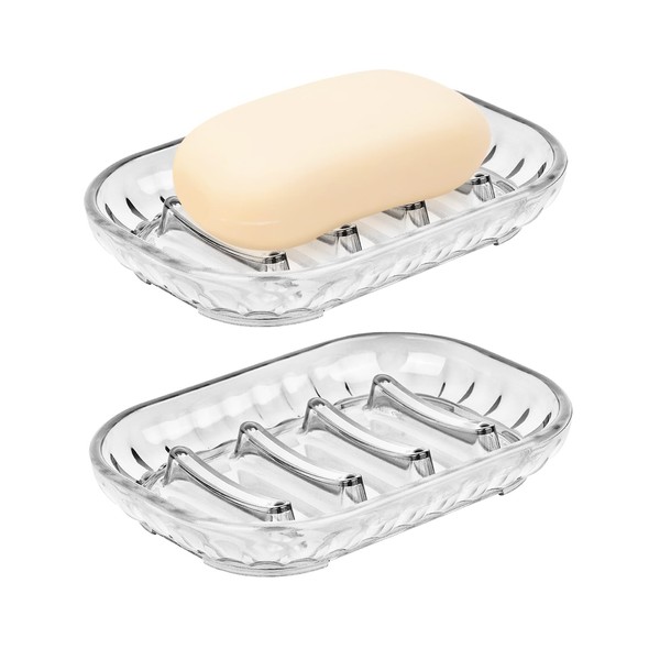 AMUONTY 2-Pack Soap Dish Holder for Bar Soap, Bathroom Soap