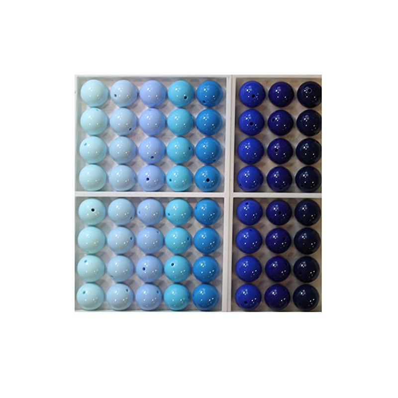 20mm Bulk Package 64pc Mixed Blue Solid Acrylic Chunky Bubblegum