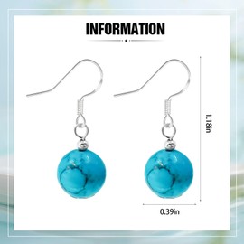 GLLBTPT Turquoise Dangle Earrings 925 Sterling Silver for Women Drop Earrings Boho Western Costume Jewelry for Women(round)