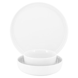 Elama Duncan 18 Piece Porcelain Dinnerware/Tableware Set, Service for 6 (White)