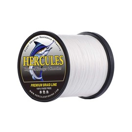 HERCULES Fade-Resistant Braided PE Fishing Line, 4 Strands, Strong, Sensitive, High Relative Density, High Performance, 328 yd (300 m) #7 (70 lb (31.8 kg), 0.017 in. (0.44 mm)) White