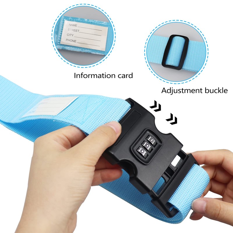 Luggage Strap, 2pcs Suitcase Straps with Password Lock Information Card,