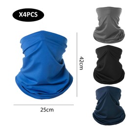 Pack of 4 Ice Silk Scarf, Cold Feeling Bandana, Ice Silk Breathable Scarf, Multifunctional Solid Colour Bandana, Sunscreen Face Towel, Stretchy Stacking Scarf for Outdoor Sports (4 Colours),