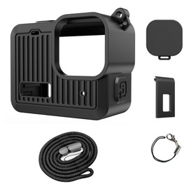 UnisonPet Silicone Protective Case for Go Pro Hero 4K, Battery Side Cover, Black Silicone case, Lens Cover, Hand Strap, Neck Strap Strap for Hero 4K Accessories Kit