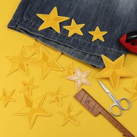 15PCS Star Iron on Patches, Embroidered Repair Patch, Star Sew On/Iron On Patch Applique for Clothes, Dress, Hat, Jeans, Backpacks, Jackets, DIY Accessories (Yellow)