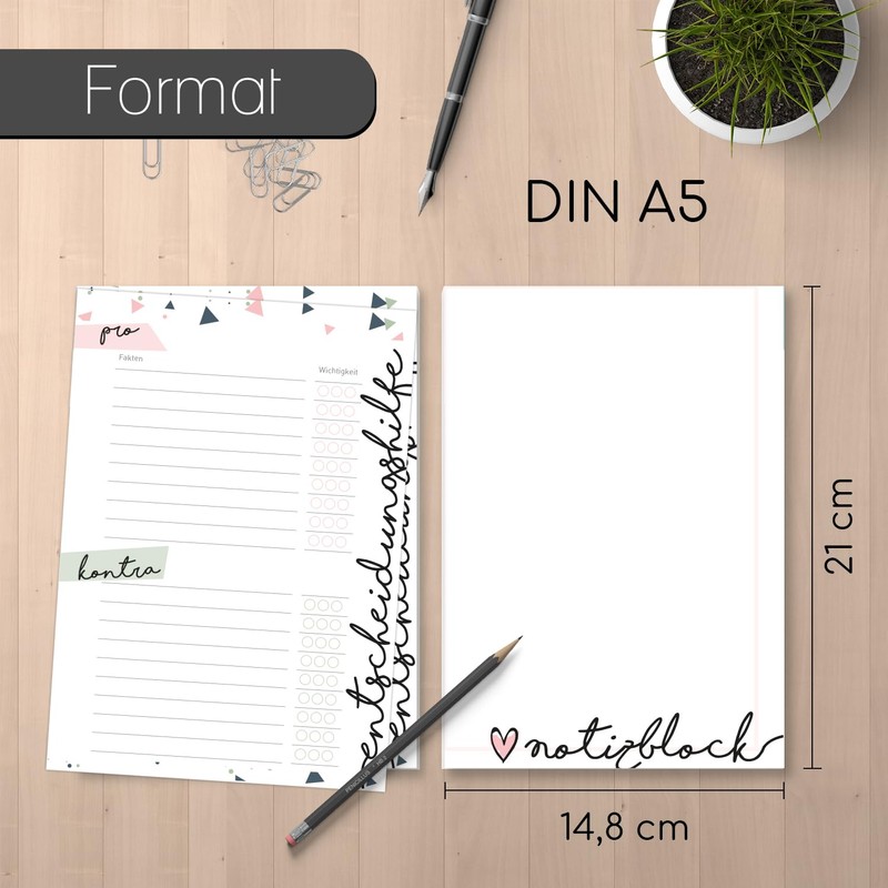 4 Notepads Shopping List Pro Contra List Notes in DIN