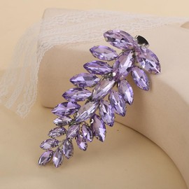 Rumtock Light Purple Crystal Beads Hair Clip Silver Side Headpiece for Women Girls Wedding Bridal Hair Jewelry (Violet)