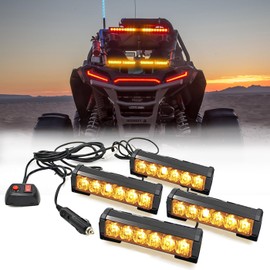 FOXCID 4 X 6 LED 9 Modes Traffic Advisor Emergency Warning Vehicle Strobe Lights for Interior Roof/Dash/Windshield/Grille/Deck Universal Waterproof Amber Yellow