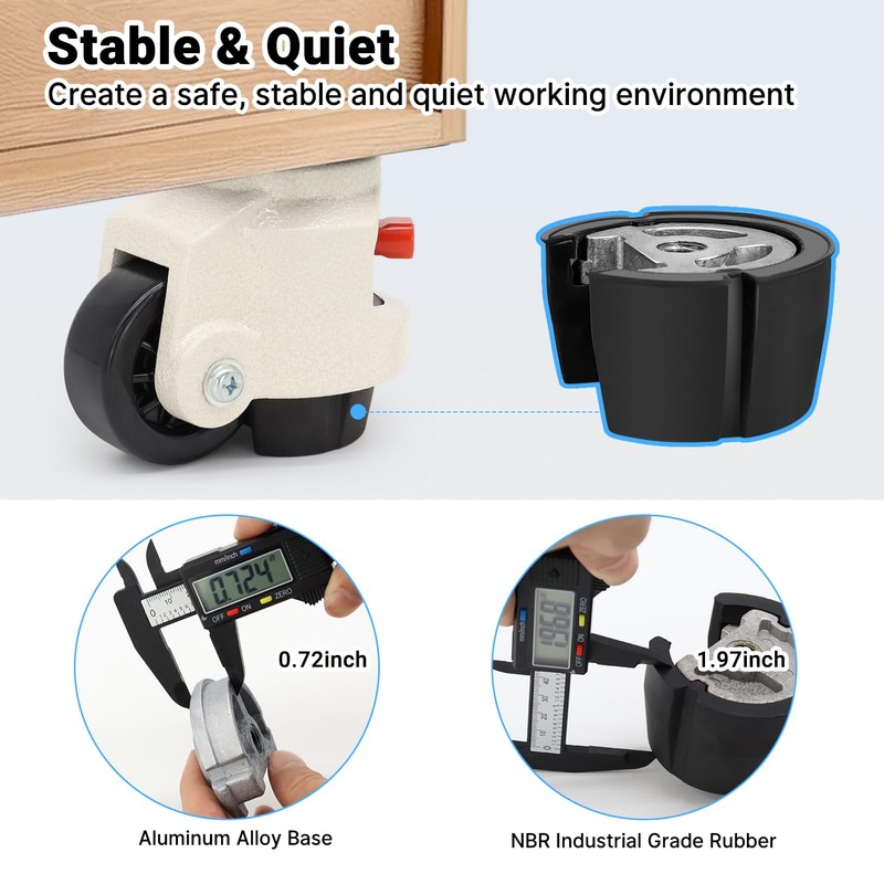 W B D WEIBIDA Industrial Grade Leveling Casters Set of