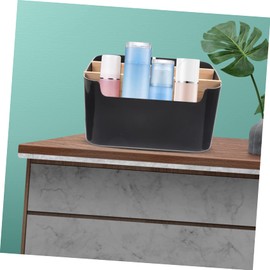 Mikinona Removable Bamboo Makeup Storage Box for Desk Compact Organizer for Brushes and Lipsticks Stylish Square Design Black for Home and Office Use