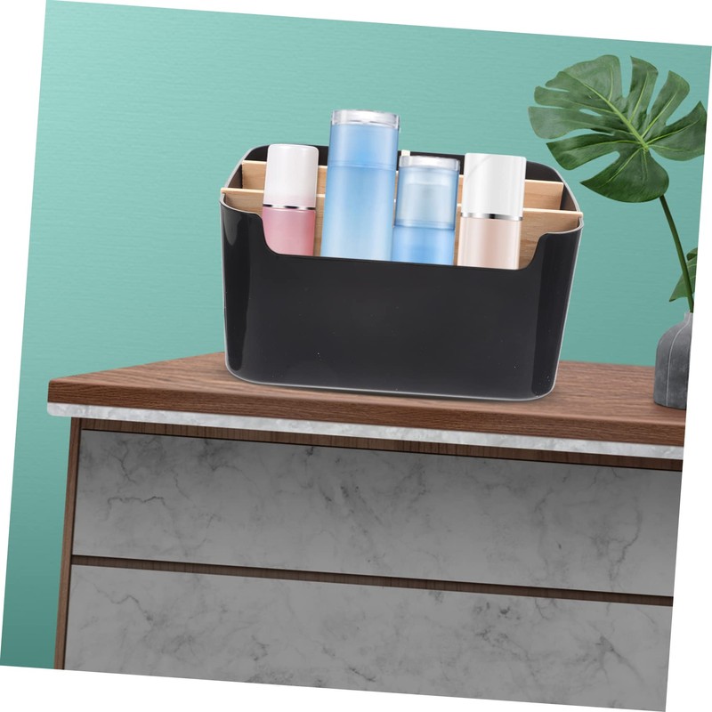 Mikinona Removable Bamboo Makeup Storage Box for Desk Compact Organizer